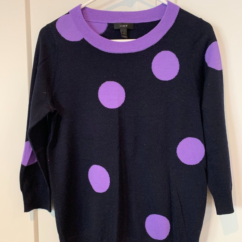 J. Crew 3/4 sleeve crew neck polkadot sweater